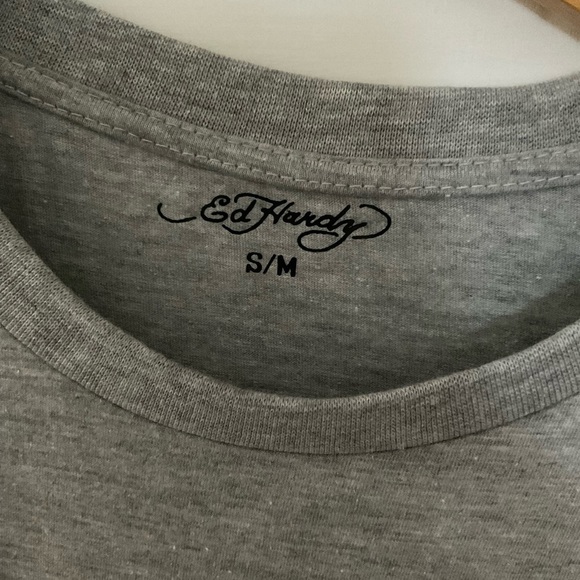 Ed Hardy Graphic Grey T Shirt Dress Size S/M - Picture 2 of 5